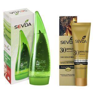 ماسک صورت سودا مدل لیفتینگ آلوئه ورا حجم 250 میلی لیتر به همراه ماسک صورت سودا مدل پیلاف طلا حجم 100 میلی لیتر
