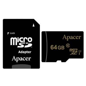 کارت حافظه microSDXC اپیسر کد 1080429 کلاس 10 استاندارد UHS-1 U1 سرعت 45MBps ظرفیت 64 گیگابایت به همراه آداپتور SD