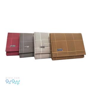 کیف پول زنانه چرم چهار خونه BOSS