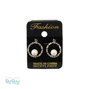 گوشواره حلقه ای نگین دار مرواریدی