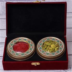 پکیج زعفران و هل دو خاتم بسته بندی مخمل کوچک