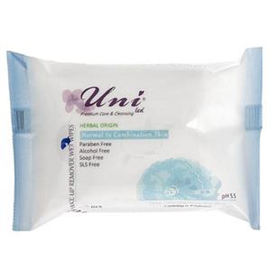 دستمال مرطوب یونی لد مدل Normal To Combination Skin بسته 20 عددی Uni Led Normal To Combination Skin Wet Wipes 20 pcs