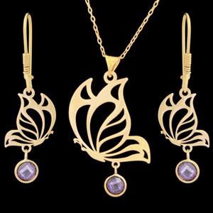 نیم ست طلا 18 عیار زنانه طلای مستجابی مدل پروانه مارکو کد 67153