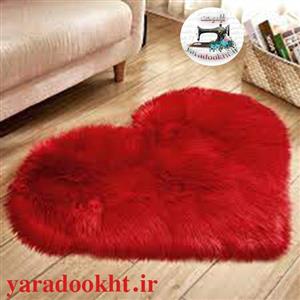 پادری کالامیر مدل خز طرح قلب پشت چرم سایز 70x70 سانتیمتر