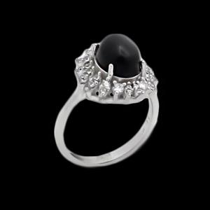 انگشتر عقیق مشکی نقره زنانه طرح ستاره