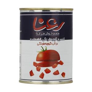 کنسرو گوجه فرنگی قطعه شده در آب گوجه فرنگی رعنا - 380 گرم