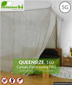 پشه بند ضد امواج الکترومغناطیسی تخت کویین سایز پرونیچر المان PROnature Shielding canopy Electrosmog PRO in a set | QUEEN SIZE BED up to 160cm 