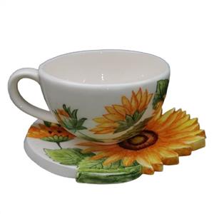 ست فنجان و نعلبکی هیوا سرامیک طرح آفتابگردان 2 کد 8110172