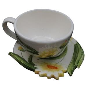 فنجان و نعلبکی سرامیکی هیوا سرامیک مدل مارگاریت 2 کد8149959