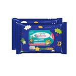 دستمال مرطوب کودک پنبه ریز مدل  baby wipes مجموعه دو عددی بسته 20 عددی