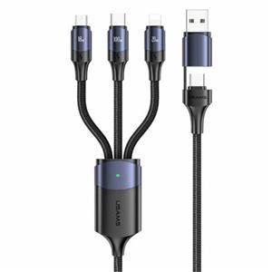 کابل فست شارژ با تمام کانکتور ها آلمینیومی 1.2 متری برند یوسمز مدل USAMS US-SJ511 U71 All in One Fast Charging Cable 1.2m
