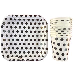 پیش دستی و لیوان یکبار مصرف مستر تم مدل خال خال بسته 20 عددی