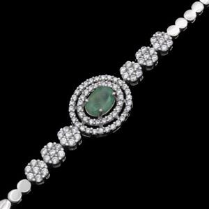 دستبند زمرد زامبیا الماس تراش نقره زنانه طرح گلاره