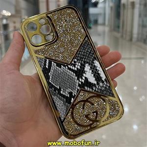 قاب گوشی iPhone 12 Pro Max آیفون مدل لاکچری سلطنتی پوست ماری نگین دار آینه ای گوچی GUCCI اورجینال برند کرتیو CREAVIVE کد 152