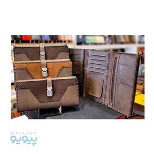کیف پول دو رنگ سه لت قفل دار