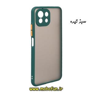 قاب گوشی Xiaomi Mi 11 Lite شیائومی طرح پشت مات محافظ لنز دار دور سیلیکونی سبز تیره کد 12