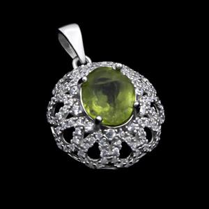 گردنبند زبرجد الماس تراش نقره زنانه طرح عصمت