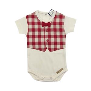 بادی آستین کوتاه نوزادی برگ سبز مدل پاپیون