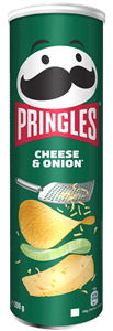 چیپس پیاز و پنیر پرینگلز مدل pringles cheese onion بسته 165 گرمی