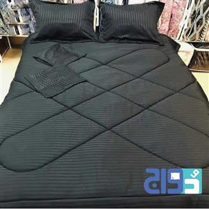 سرویس لحاف هتلی تک رنگ دونفره دو رو کد ۱۴۰۰۱۰۱۵۱ (سفیدمشکی)