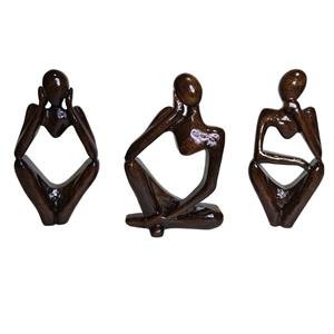 مجسمه چوبی مدل آدمک متفکر کد 01 مجموعه 3 عددی