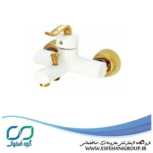 شیر حمام کرومات مدل آلفا سفید طلایی 
