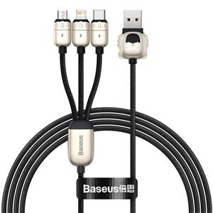 کابل تبدیل USB به USB-C/MicroUSB/لایتنینگ باسئوس مدل Tiger طول 1.2 متر 