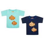 تی شرت آستین کوتاه نوزادی هاگز طرح Ocean کد HS70  مجموعه 2 عددی