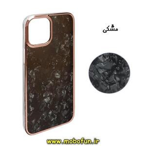 قاب گوشی iPhone 12 - iPhone 12 Pro آیفون مای کیس دور طلایی ماربل مشکی پاپ سوکت دار کد 285