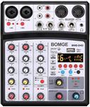 میکسر صدای ۴ کاناله همراه فانتوم پاور BOMGE 04D portable bluetooth 4 Channel DJ audio sound mixer mixing