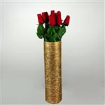 گلدان به همراه گل مصنوعی مدل رومنس ژان