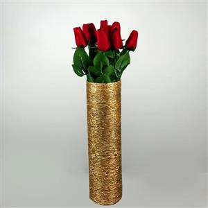 گلدان به همراه گل مصنوعی مدل رومنس ژان 