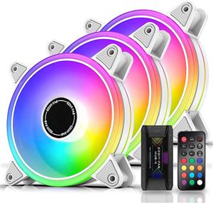 فن کیس EZDIY-FAB White Moonlight 120mm RGB Case Fan with Hub X and Remote 