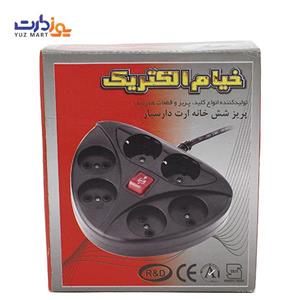 پریز شش خانه ارت دار سیار خیام الکتریک - 3 متری