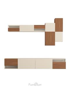 باکس تلویزیون دیواری سفید قهوه ای مینیمال مدل T.W008