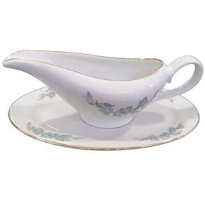 سس خوری چینی زرین ایران مدل قایقی طرح تاک نیلی به همراه پیش دستی درجه سه