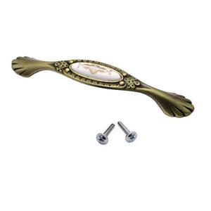 دستگیره کابینت دو پیچ زیتونی فلزی مدل پرنس طرح دار طول 19 سانتی‌متر