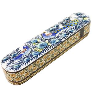قلمدان خاتم کاری مدل کشویی طرح گل و مرغ برجسته کد e30p5p5 -