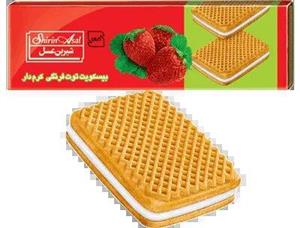 بیسکویت کرمدار با طعم توت فرنگی شیرین عسل - 120 گرم بسته 20 عددی