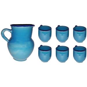 ست پارچ و لیوان سفالی طرح آبی مدل Big Simple