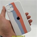 قاب گوشی iPhone 13 آیفون سیلیکونی اورجینال آبرنگی رنگین کمانی پاک کنی درجه یک زیربسته محافظ لنز دار کد 103