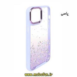 قاب گوشی iPhone 12 Pro Max ایفون طرح اکلیلی رزینی پشت طلق شفاف دور سیلیکونی متال کیس Metal Case یاسی کد 180 