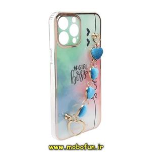 قاب گوشی iPhone 13 Pro Max آیفون طرح لاکچری دستبندی آویزدار زنجیری قلبی محافظ لنز دار کد 94