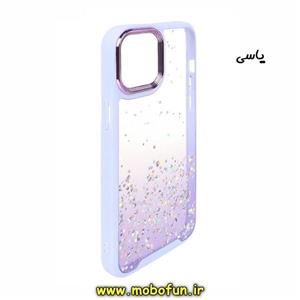 قاب گوشی iPhone 13 Pro آیفون طرح اکلیلی رزینی پشت طلق شفاف دور سیلیکونی متال کیس Metal Case یاسی کد 83