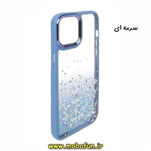 قاب گوشی iPhone 13 Pro آیفون طرح اکلیلی رزینی پشت طلق شفاف دور سیلیکونی متال کیس Metal Case سرمه ای کد 82 