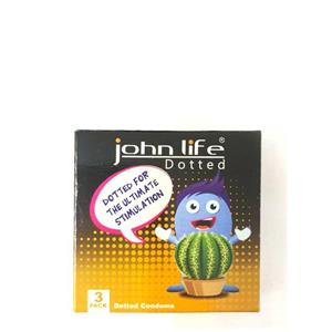 کاندوم مدل دوتید جان لایف 3 عددی dotted condom john life 