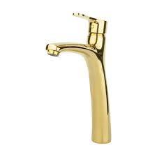 شیر روشویی پایه بلند راسان مدل صدف طلایی