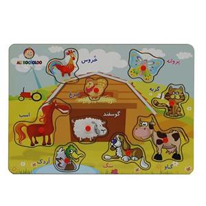 پازل چوبی 9 تکه آکو مدل Farm animals