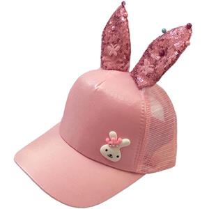 کلاه کپ دخترانه مدل خرگوشی رنگ صورتی 