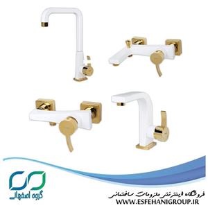 ست شیرآلات کسری مدل فیروزه سفید طلایی